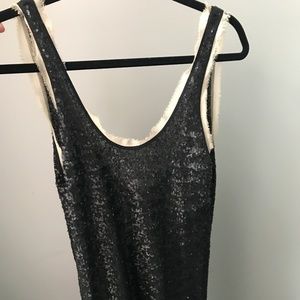 Wilfred by Aritzia Black Metallic Sequin Dress XXS